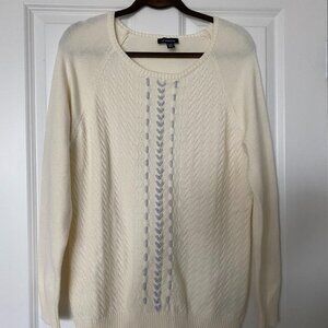 Le Chateau Crew Neck Soft  Cream Women's Sweater Size Medium
